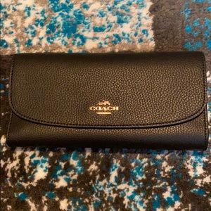 Coach Trifold Wallet w Checkbook Cover (Leather)